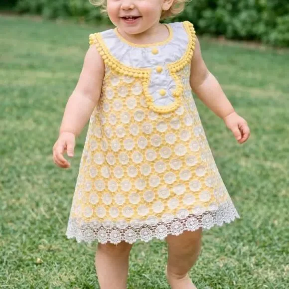 🌼 Easter 2T Mud Pie Yellow Lace Dress 🌼 - Picture 4 of 4